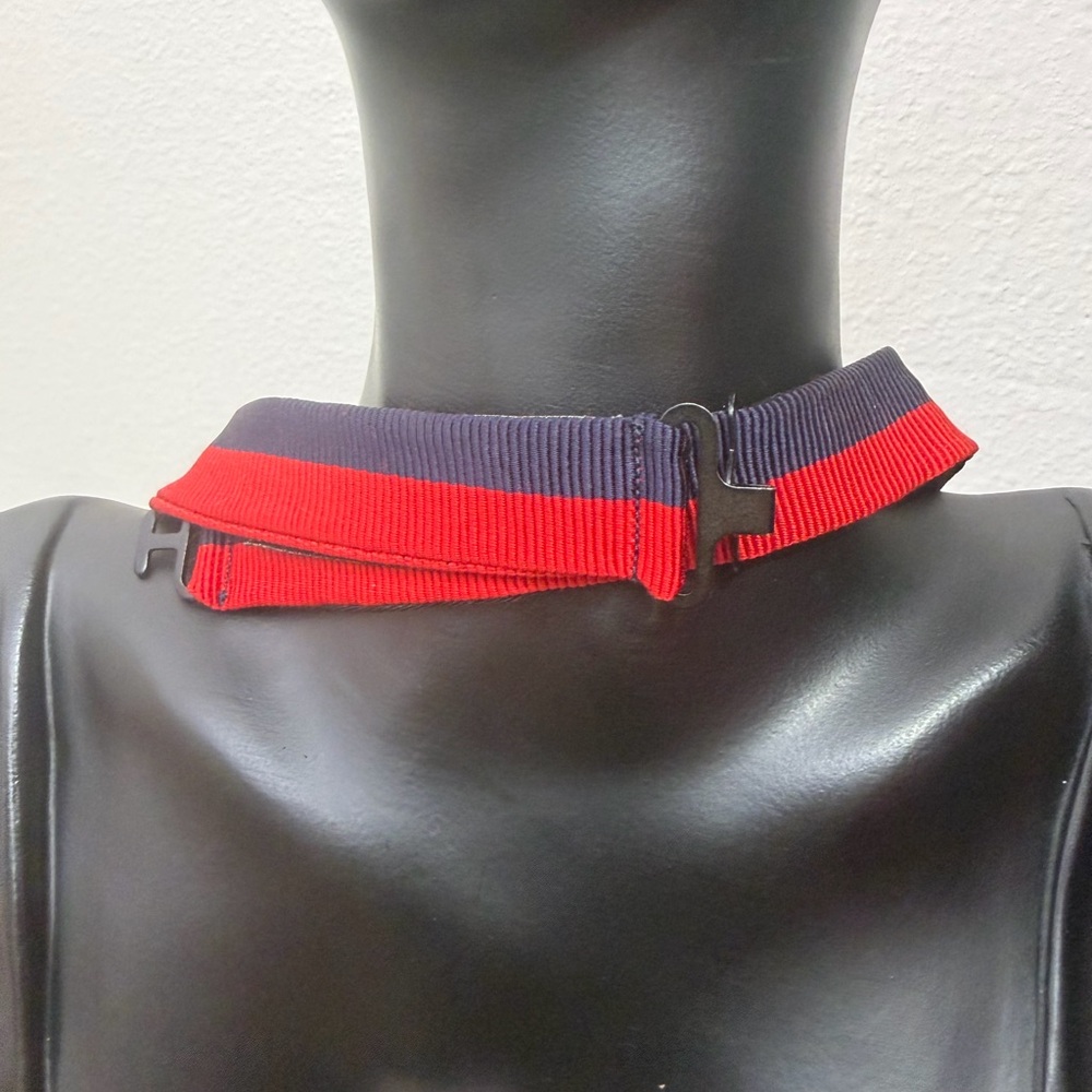 #166 Gucci Red and Blue Ribbon Tiger Necklace Choker - Picture 7 of 8